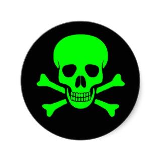 Green & Black Skull & Crossbones Sticker