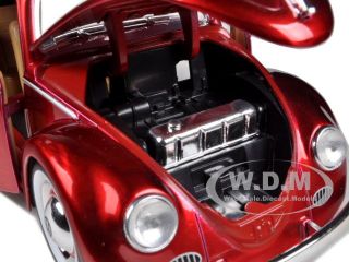1959 Volkswagen Beetle with Baby Moon Wheels Metallic Red 1 24 by Jada