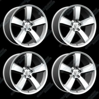 Silver Machined Face Wheels 20x9 Rims with Logo Cap 4pc New
