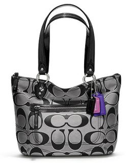 COACH POPPY METALLIC SIGNATURE SATEEN SMALL TOTE   COACH   Handbags