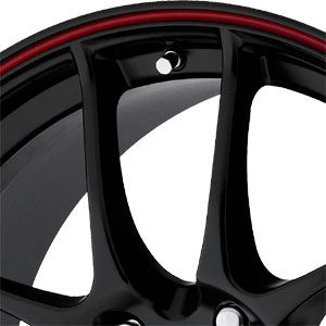 New 17X8 5 120 Trackstar 5 Lug Flat Black Red Lip Wheel/Rim