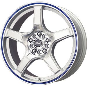 17X7 5 105/5 114.3 Rage A5 Silver Machined W/ Blue Stripe Wheel/Rim