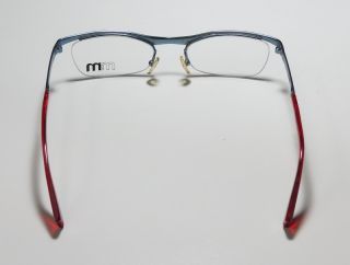 New Alain Mikli 129 Blue Red Metal Authentic Half Rim Eyeglasses