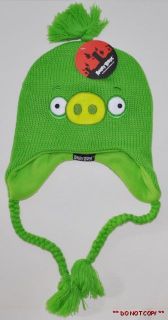 New Angry Birds Green Pig Winter Knit Hat Beanie Laplander Cap