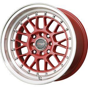 New 15X8.25 4 100/4 114.3 Drag Dr44 Red Machined Lip Wheels/Rims