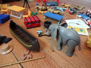 Huge Lot Playmobil Zoo Animals People Swing Set Trees Canoes Some