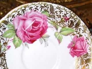 Bold Pink Roses Gold Aynsley England Tea Cup and Saucer Set