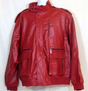Men Jacket Bare Fox Shiny Red Faux Leather Thriller 3XL