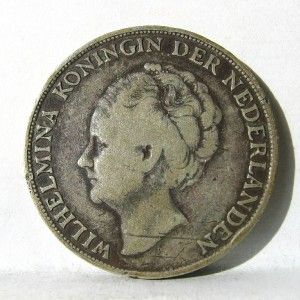Dutch Curacao 1944 D Silver 1 Gulden US Denver Mint