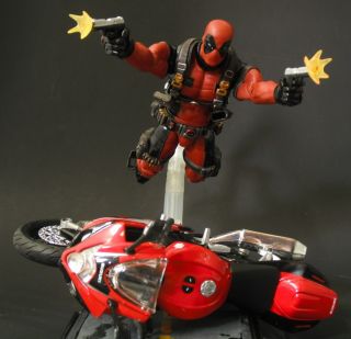Custom Marvel Legends Deadpool X Men X Force w/ Bike & Custom Display