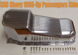 1986 Up SBC Chevy 283 400 V8 Finned Polished Aluminum Oil Pan