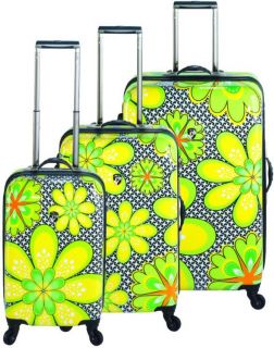 Heys 4WD Novus Houndstooth Flower Luggage Set Lime
