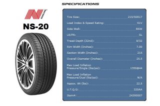 Brand New Tires Nankang NS20 215 50 17 2155017 17inch