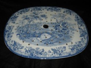 Antique Staffordshire Blue and White Meat Strainer