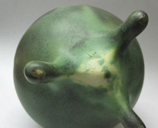 Signed Art Pottery Teco Vase Footed Bowl Matte Green Glaze Fritz