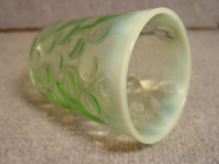 Vintage Green Opalescent Thumbprint Glass Tumbler