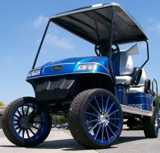 Blue 18 inch Golf Cart Rims Tires 4 Lug EZGO Club Car Yamaha