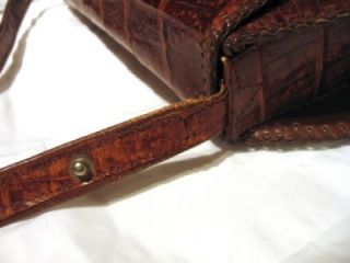 Vintage Genuine Alligator Purse Hand Bag Made in Cuba Adjustable Strap