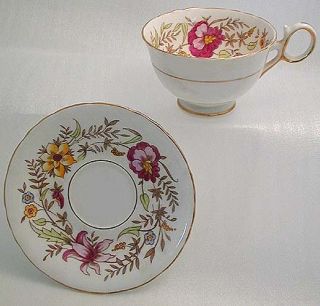 teacup & saucer view of DELPHINE Fine ENGLISH BONE CHINA Fanciful
