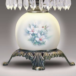 Glass Hurricane Lamp with Metal Alloy Rim and Filigree Design