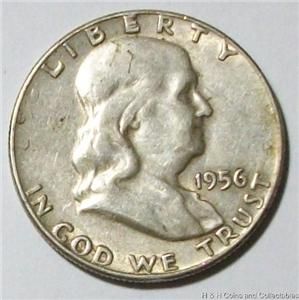 1956 P Franklin Half Dollar 90 Silver United States Coin Fifty Cent 50