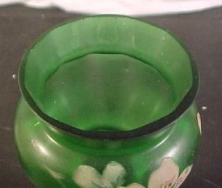 Hand Blown Art Glass HP Green Vase