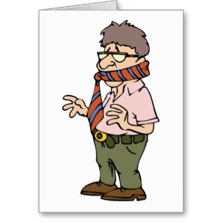 Funny Cartoon Male Man Teacher Necktie Greeting Card