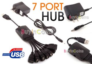 USB 2.0 High Speed 7 Port HUB Powered + AC Adapter