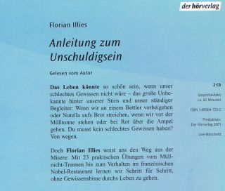 Anleitung zum Unschuldigsein   Florian Illies   2 CD Hörbuch