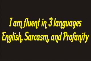 FLUENT IN 3 LANGUAGES SARCASM PROFANITY Adult Humor Cool Rude Mean