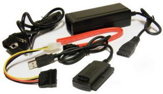 USB 2.0 Adapter auf 6,35cm (2,5) 8,89cm (3,5) IDE SATA + Netzteil