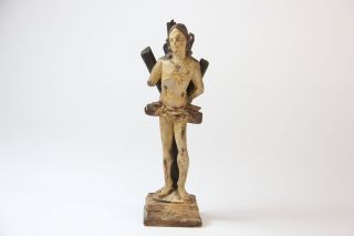  Skulptur Der Heilige Sebastian Holz geschnitzt farbig gefasst 18 Jhd