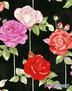 EDEM 1001 37 Design Floral Rosen Blumen Tapete schwarz rot rosa gelb