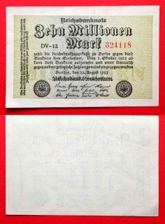 Banknote 10 Millionen Mark BERLIN 22.08.1923 TOP# 31944
