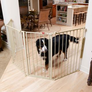 Extra Tall Flexi Metal Walk Through Gate w/Small Pet Door and Extensions   Hardware Mounted Gates   Gates