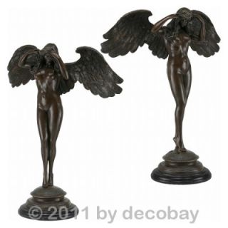 Bronze Skulptur Figur weiblicher Engel Frau Akt