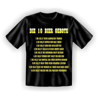 Sprüche Fun T Shirt : Die 10 Bier Gebote XXL,Schwarz: 