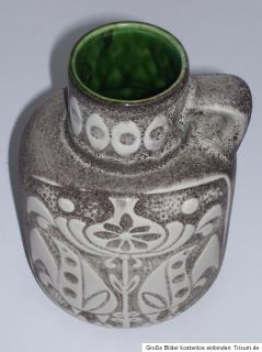 Keramik Vase Relief Dekor Bay 70er Jahre