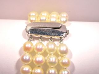 reihiges Perlen Armband / Schließe 585er Weissgold