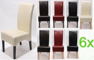 6x Esszimmerstuhl Stuhl, Leder, schwarz,braun,rot,creme
