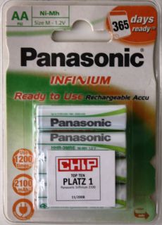 Panasonic 4x AA Akku Infinium 2100mAh 1 2V wiederaufladbar Akkus