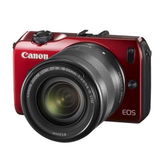 Canon Systemkamera EOS M & 18 55 IS Objektiv + 90 EX DFIN, rot, NEU