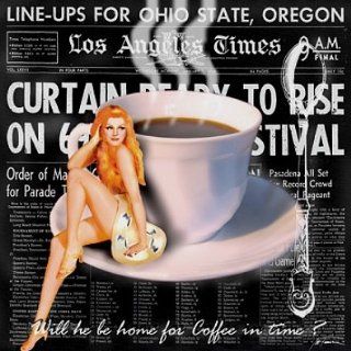 Kunstdruck 70x70 Terrani HOME FOR COFFEE   Bild Kaffee Pin Up Girl