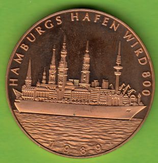 Medaille HAMBURG 800 Jahre Hamburger Hafen 1989  Stadtansicht mit