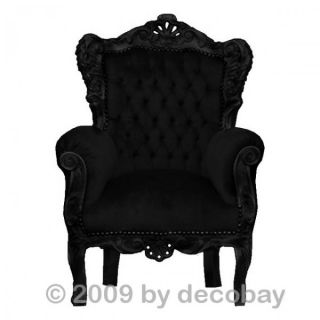 Gothic Look Antik Barock Kinder Sessel Bezug schwarz Rahmen schwarz