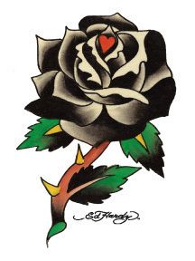 NEU ED HARDY Tattoo Schwarze Rose wasserfest (5007)