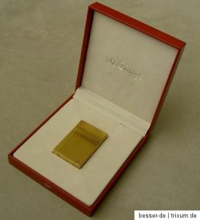 Dupont Feuerzeug Linie Gatsby Gold Streifen Relief Box + Papiere