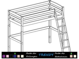 Thuka Trendy Hochbett schräge Leiter 90x200 cm, natur/blau Flexa 4
