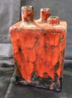 Kunstkeramik Vase mit 3 Öffnungen, H 20 cm (j11 81)