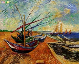 Vincent Van Gogh   Fischerboote am Strand c81186 50x60cm Ölbild